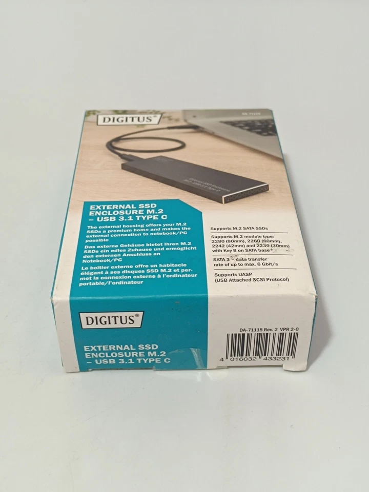 DIGITUS DA-71115 Rev2 M.2 SATA Festplatten-Gehäuse USB 3.1 /USB-C -Schwarz_0.1_6 - Bild 2 von 4
