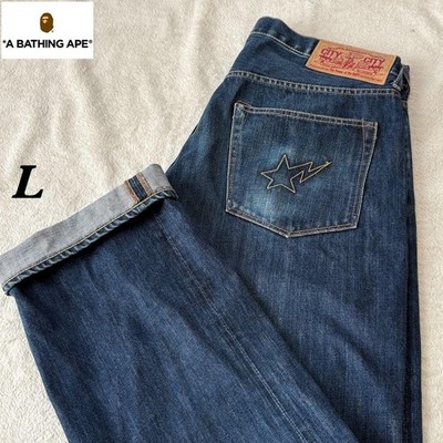A BATHING APE Jeanshose L Made in Japan V-Stitch, Baumwolle, guter Zustand