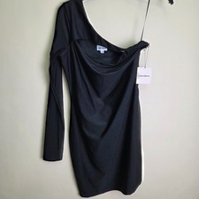 Superdown Erika Cut Out One Shoulder Mini Dress Black Size Medium