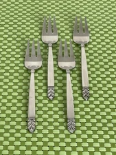 International Silver NORSE Stainless 4 Salad Forks Deluxe Satin Flatware - 7"