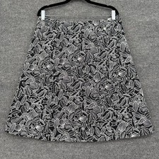 Vtg Talbots Embroidered A-Line Skirt Size 12 Black White Preppy Old Money Artsy