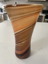 Teleflora Hand Blown Art Glass Swirl Vase 75th Anniversary 2009 8 1/2 Inches