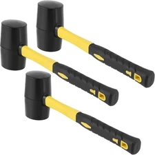 3 PCS 16 OZ Black Rubber Mallet Hammer, Rubber Mallet with Non Slip Handle for C
