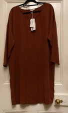 American Vintage Dark Ted Burgundy Lyocell Shift Tunic Dress Size Large BNWT