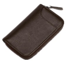 Large Zipper Leather Car Key Case, Key Holder Key Organizer Wallet, With 16 H...