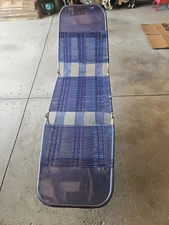 Retro Tri-fold  Jelly Tube Vinyl Chaise Lounge Chair  Patio Lawn Beach Blue