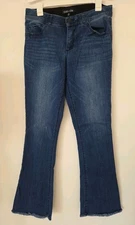 MAC AND ME Stretch Raw Hem Flare Jeans Women's Size 10 Elastic Waist M1866WAY