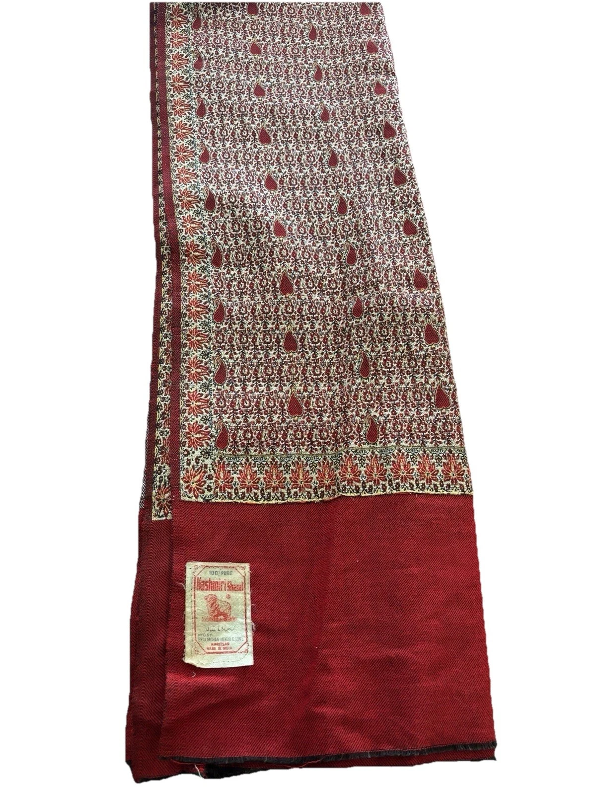 Kashmiri Luxury 100 Pure Wool Shawl Stole Wrap Blanket 39X74 Boho Quiet Luxury