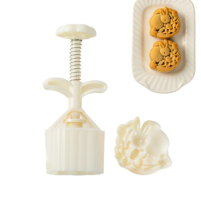 #ad Mooncake Mold Mid Autumn Rabbit DIY Hand Pressure Fondant Moon Cake Mould $19.24
