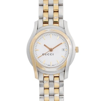 GUCCIグッチ　腕時計　5505L Gucci 5500L White Sticks Dial Gold Tone Steel Quartz Ladies Watch