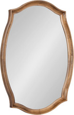 Rustic Brown Scalloped Oval Wall Mirror for Bathroom, Entryway, or Bedroom
