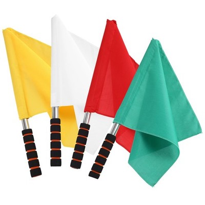4Pcs Soccer Referee Flags, High Visibility Linesman Green,Red,White,Yellow