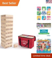 Giant Tumbling Timber Toy - 54 Pine Blocks Packed in Red Carry Bag