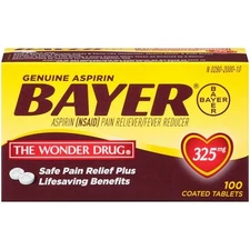 Bayer Genuine Aspirin 325mg Pain Relief Fever Reducer Fast Relief Tablet 100ct