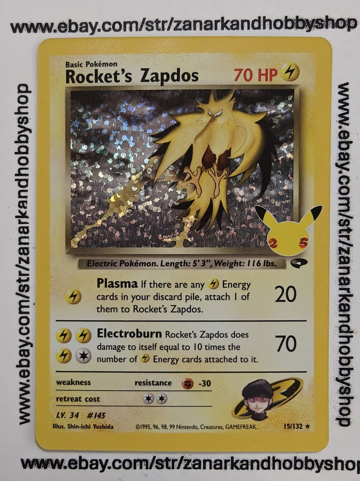 Pokemon Rocket's Zapdos 15/132 Celebrations NM 