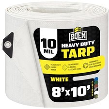 Heavy Duty Tarp Waterproof Large Cover White 10 Mil 8' x 10' White - 10 Mil