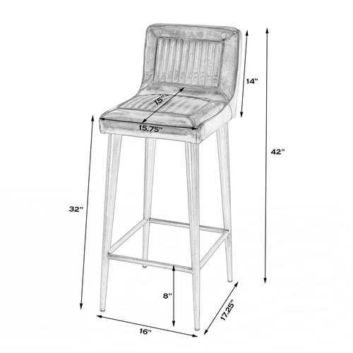 Maxwell 32.5 in. Seat Height Leather and Iron Bar Stool - White - Picture 7 of 7