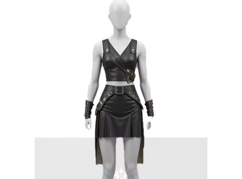 black leather dress costume LITTLE BLACK LEATHER DRESS – Kapolavoro Collection main image 1