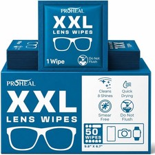 XXL Lens Wipes, 50 Count - 9.8"x6.7" Eye Glasses Cleaner Wipes for Lenses.