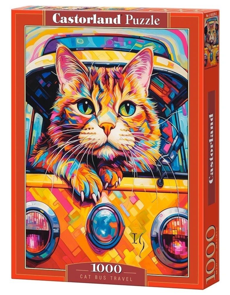 5904438105229 Пазлы из 1000 элементов Cat Bus Travel Castor на колесиках