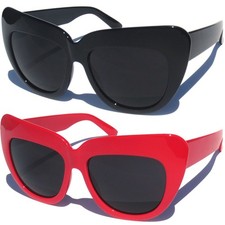 CAT EYE DARK LENS SUNGLASSES Retro Vintage Style OVERSIZE Bold Thick Frame