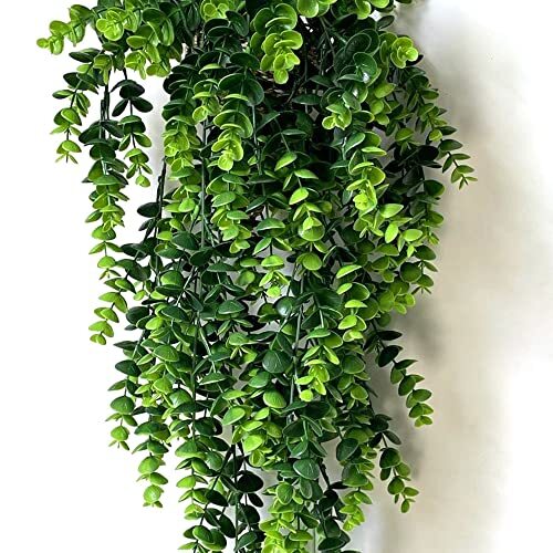 2 Stück Künstliche Eukalyptus Blatt Rattan Gefälschte Hängepflanze Faux Grünarranke - Bild 2 von 6