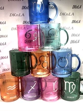 Zodiac Coffee, Hot Tea or Hot Chocolate Cup - Thick Glass & Different Colors