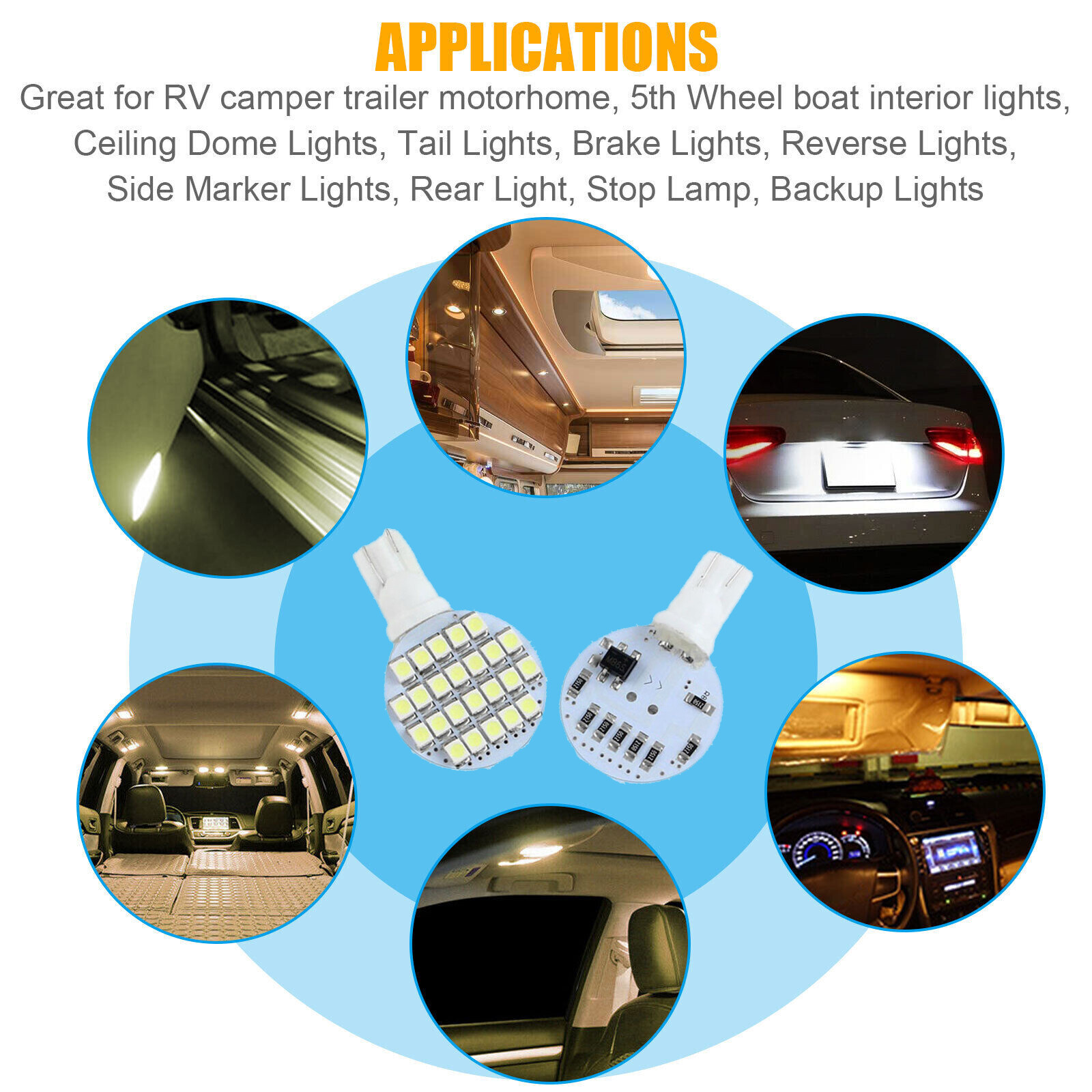 Universal T10/921/194 Warm White/ White 24 LED RV Trailer Interior