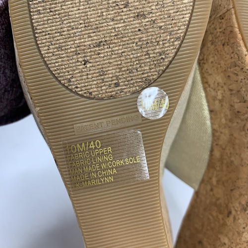 Lucky Brand Womens LK Marilynn Wedge Sandals Cork Gold Shimmer Size 10 - Picture 8 of 10