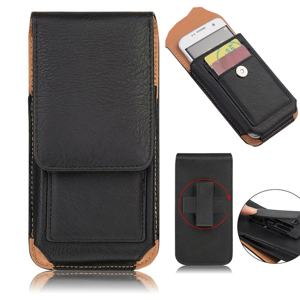 PU Leather For Smart Phone Mobile Phone holder Pouch Flip Belt Clip Covers Case - image 2 of 4