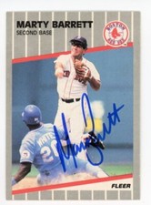 SIGNED BASEBALL CARD AUTO BOSTON RED SOX MARTY BARRETT FLEER 1989 #78