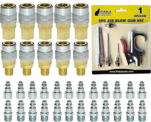 39 pc Heavy Duty BRASS & STEEL Quick Coupler Set Air Hose 1/4 NPT Plug+ Blow