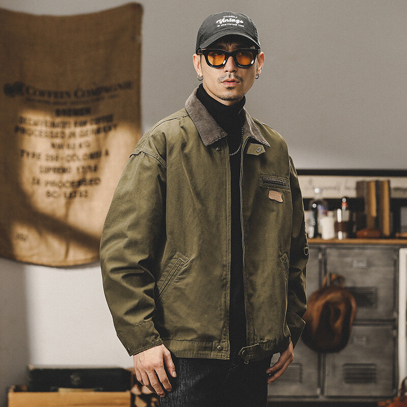American Retro Work Jacket for Men's Spring Fashion Loose