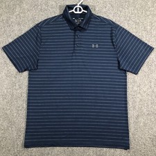 Under Armour The Playoff Polo Shirt Short Sleeve Blue Gray Logo Mens Size L