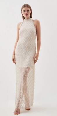 Karen Millen Halter Embellished Woven Maxi Dress Size 8 | eBay UK