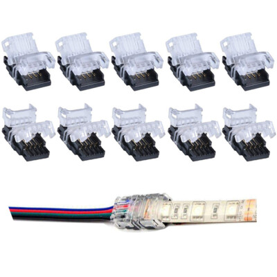 10x 2/4/6 Pin LED Verbinder Adapter Quick Clip Streifen Strip Zubehör Kabel 10mm