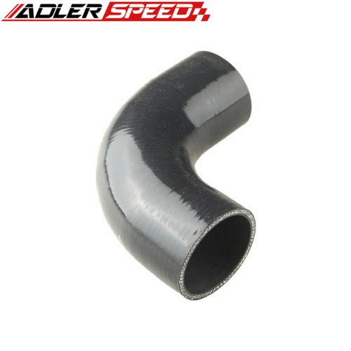 90 Degree Silicone Reducer Hose 3" To 2.5" + T-Bolt Clamps - Intercooler Pipe, 4-Ply, Black-Red