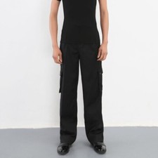 Herren Ballsaal Tanz Hose Salsa Moderne Latein Cargo Taschen Stretch Schwarz