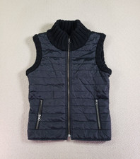 Bb's Closet Vest Womens Xs Black Rib Trim Mock Neck Full Zip Sleeveless Jacket