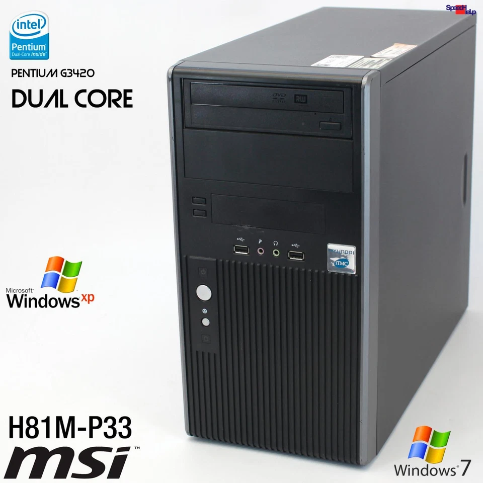MSI H81M-P33 INTEL PENTIUM G3420 COMPUTER PC WINDOWS WIN XP T 4GB RAM 160GB HDD