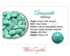 AMAZONITE Crystal Information Card, Double sided #HC56