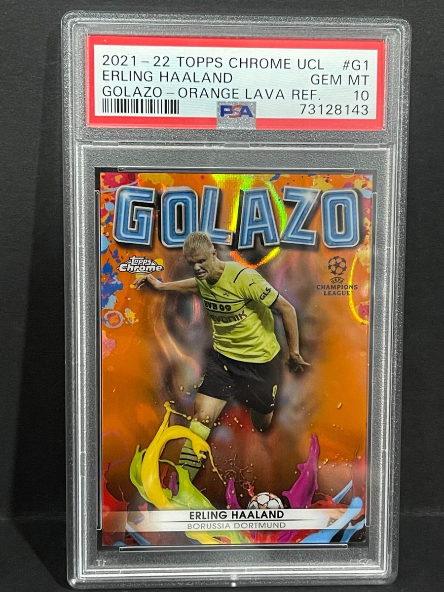 2021-22 Topps Chrome UCL GOLAZO #G1 Erling Haaland Orange