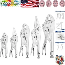 5-Piece Locking Pliers Set with Chrome-Vanadium Steel - Ergonomic Grip Tool