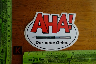 Alter Aufkleber Büro Schule Schreiben Stifte Füller Kugelschreiber GEHA AHA