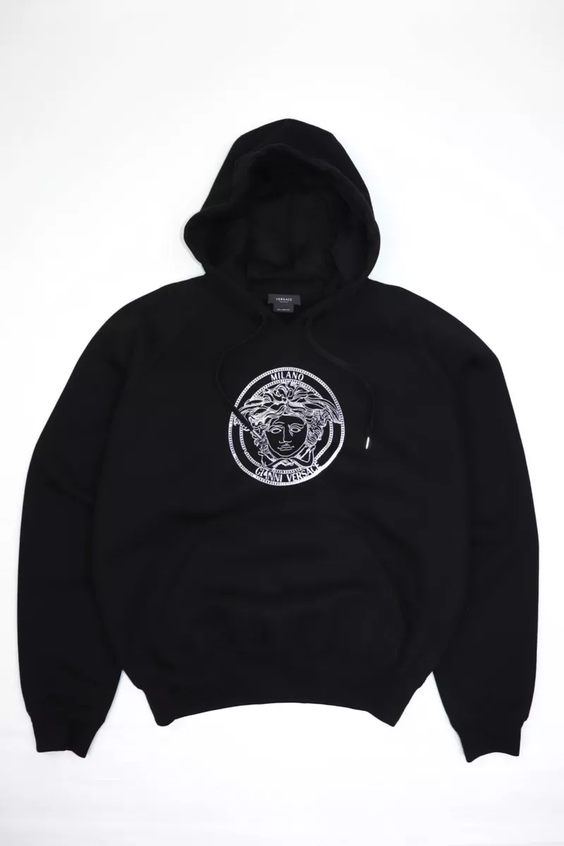 Gianni Versace Milano Made in Italy Big Logo Graphics Black Hoodie