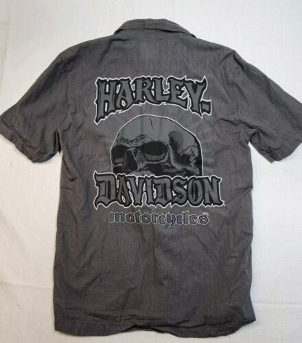 Harley Davidson Button Up Shirt Mens Small Skull B