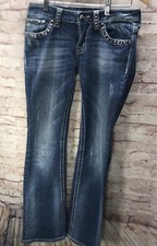 Miss Me Women Size 28 Boot Leg JW4288BgL Bling Back Pockets Medium Wash Distress