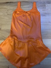Figure Skating Dance Dress Child Large Shiny Orange