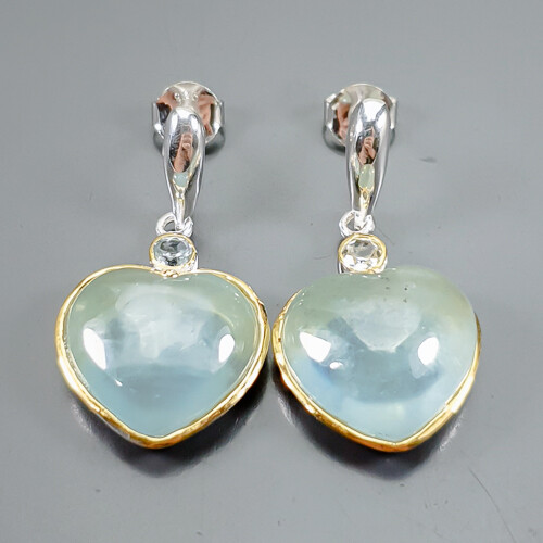 Unique 30 ct Natural Aquamarine Earrings 925 Sterling Silver /E115160