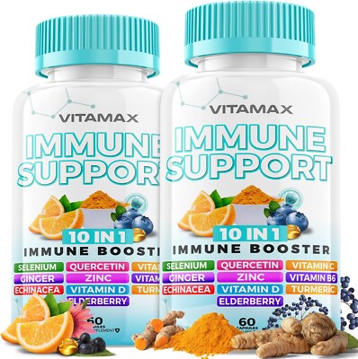 10-in-1 Immune System Support Booster - Natural Immune Defense   60 Ct. (2 Pack)